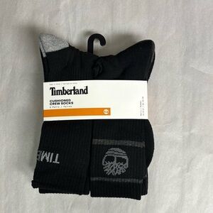 New Timberland Socks 6 Pair Men’s Black Cushioned Crew Casual Activewear Socks